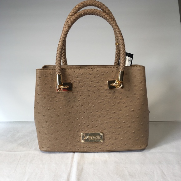 Bebe Bags Nwt Bebe Jackie Mini Ostrich Satchel In Taupe Poshmark